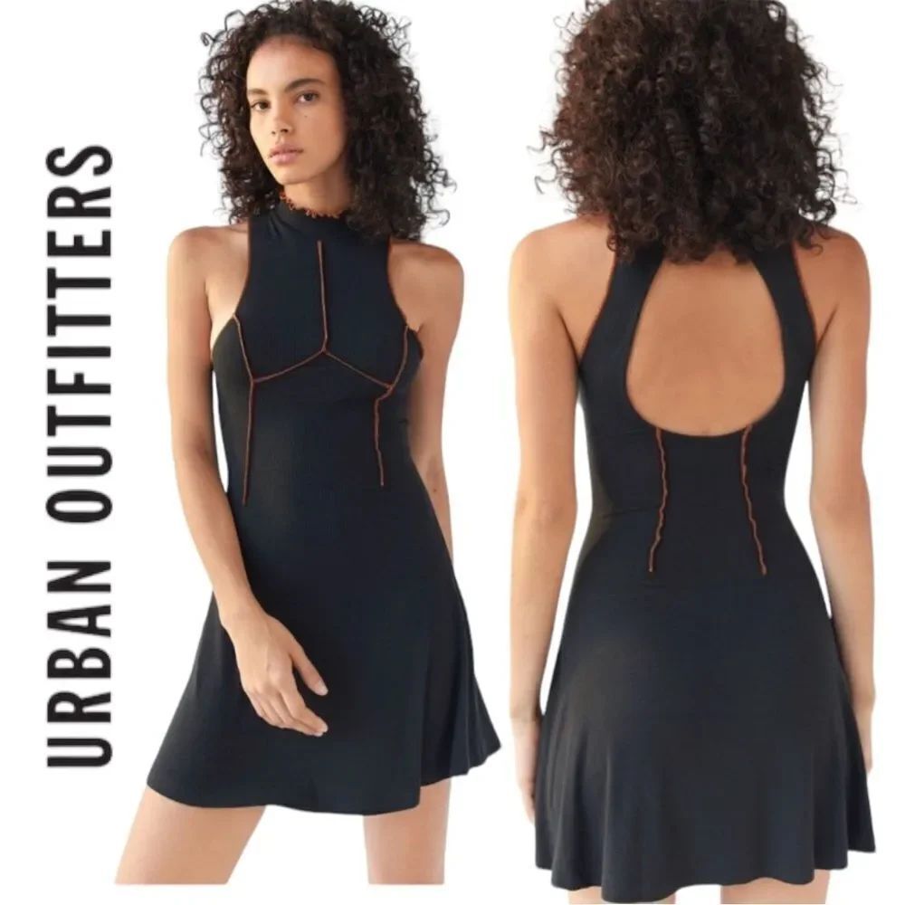 NEW Urban Outfitters UO Deja Black Seamed Mini Dress M L